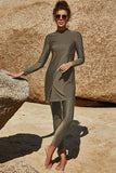 Slit Mock Neck Long Sleeve Top and Pants Swim Set - Trendsi - Flyclothing LLC