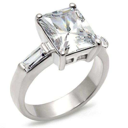 Alamode High-Polished 925 Sterling Silver Ring with AAA Grade CZ in Clear - Alamode - Flyclothing LLC