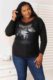 Double Take Sequin Graphic Dolman Sleeve Knit Top - Trendsi - Flyclothing LLC