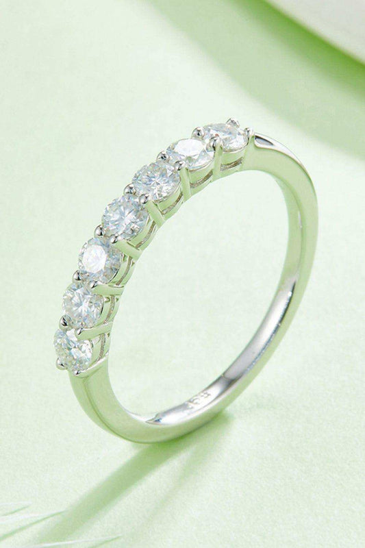 Moissanite Platinum-Plated Half-Eternity Ring - Trendsi - Flyclothing LLC