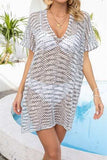 Openwork V-Neck Short Sleeve Cover Up - Trendsi - Flyclothing LLC