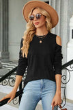 Round Neck Cold Shoulder T-Shirt - Trendsi - Flyclothing LLC