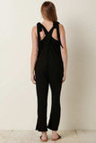 Mittoshop Rib Knit V-Neck Cross Back Jumpsuit - Trendsi - Flyclothing LLC