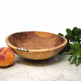 Handcarved Olive Wood Bowl 9 inch with Inlaid Bone - Jedando Handicrafts - Jedando Handicrafts - Flyclothing LLC