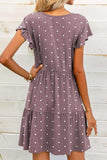 Polka Dot V-Neck Flutter Sleeve Mini Dress - Trendsi - Flyclothing LLC