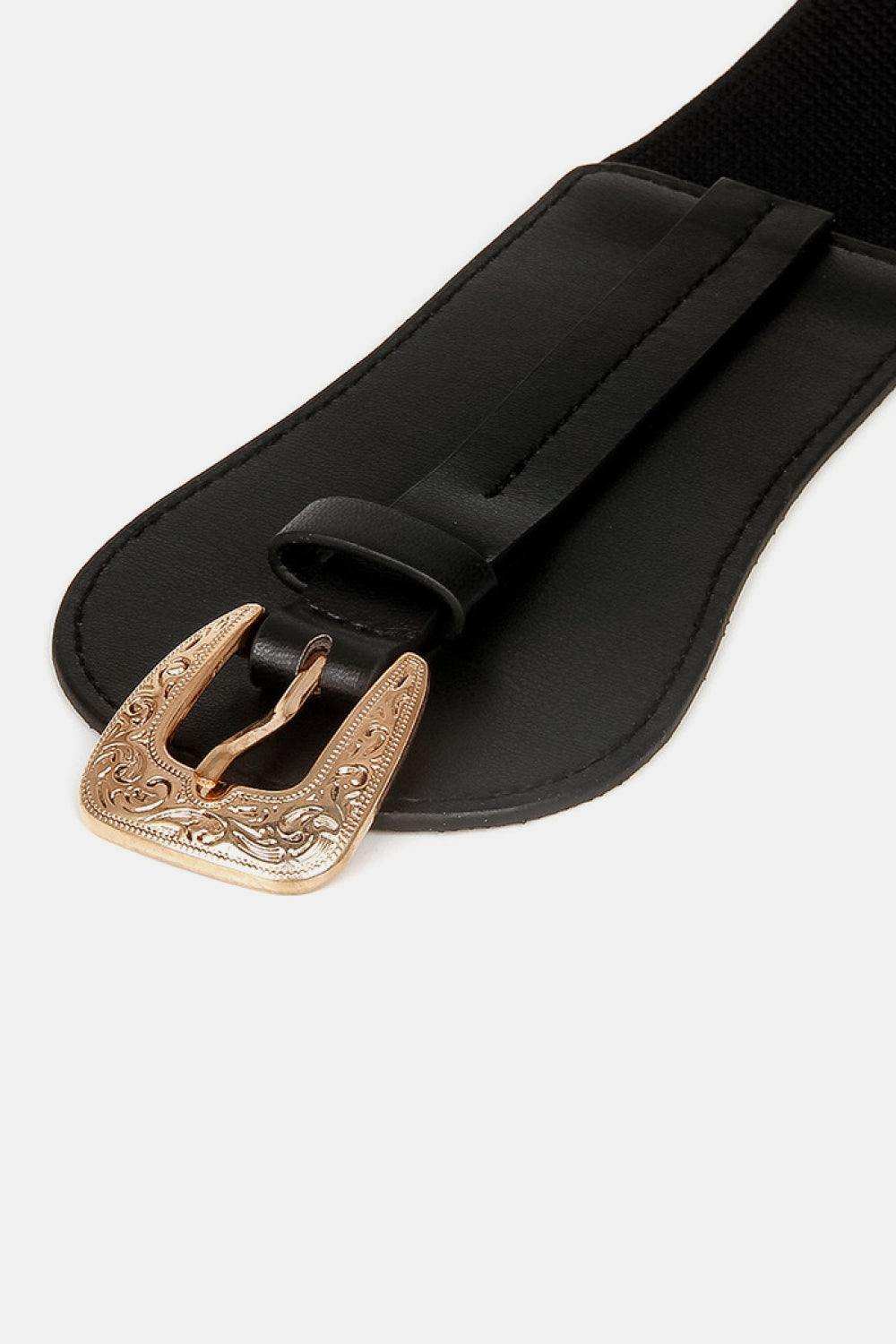 Wide Elastic Belt with Alloy Buckle - Trendsi - Flyclothing LLC