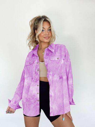 Tie-Dye Button Up Long Sleeve Shirt - Trendsi - Flyclothing LLC
