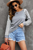 Mixed Print Raglan Top - Trendsi - Flyclothing LLC