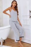 Halter Neck Cami and Lace Trim Pajama Set - Trendsi - Flyclothing LLC