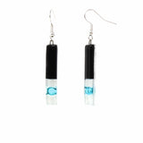 Long Rectangle Glass Dangle Earrings, Black Tie - Tili Glass - Calypso Glass - Flyclothing LLC