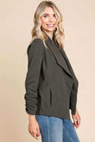 Culture Code Full Size Ruched Open Front Long Sleeve Jacket - Trendsi - Flyclothing LLC