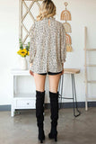 Animal Print Ruffle Collar Flounce Sleeve Blouse - Trendsi - Flyclothing LLC
