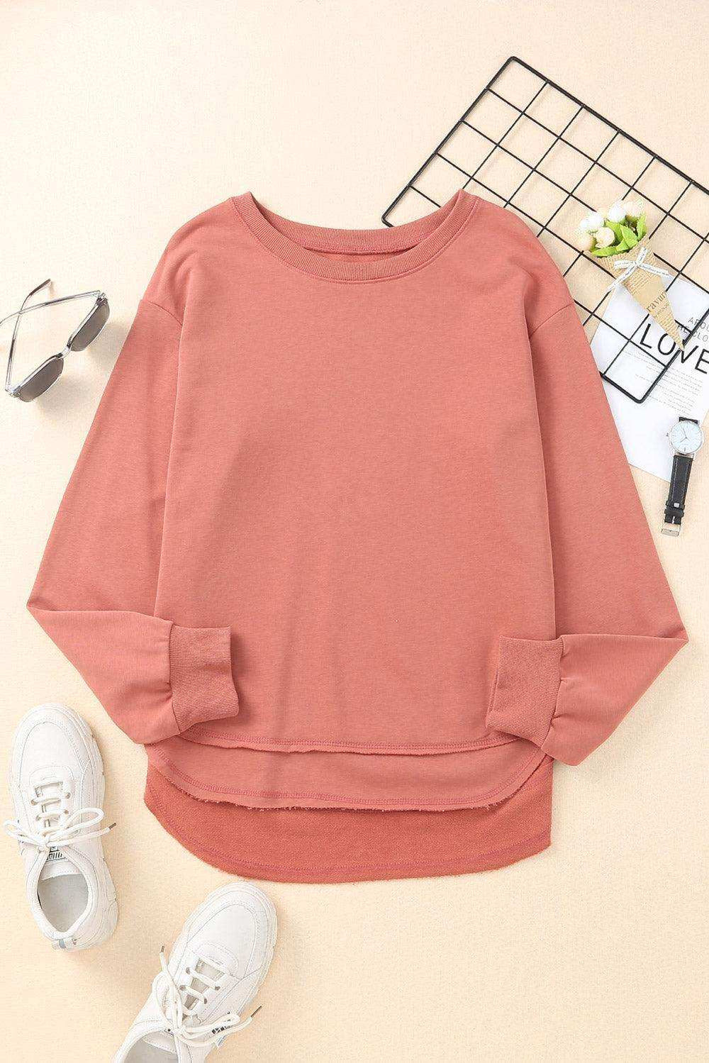 Side Slit Drop Shoulder Sweatshirt - Trendsi - Flyclothing LLC