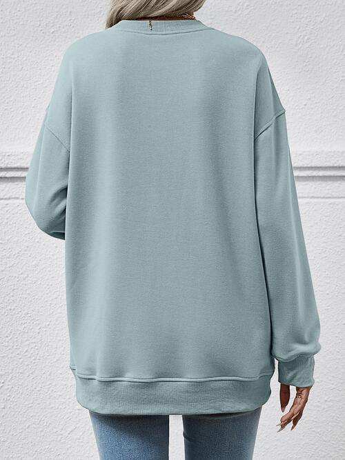 Round Neck Long Sleeve Sweatshirt - Trendsi - Flyclothing LLC