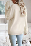 Cable-Knit Round Neck Drop Shoulder Sweater - Trendsi - Flyclothing LLC