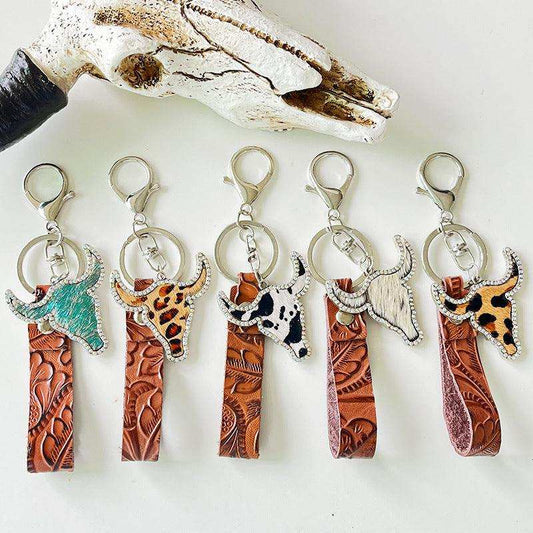 Rhinestone Bull Keychain - Trendsi - Flyclothing LLC