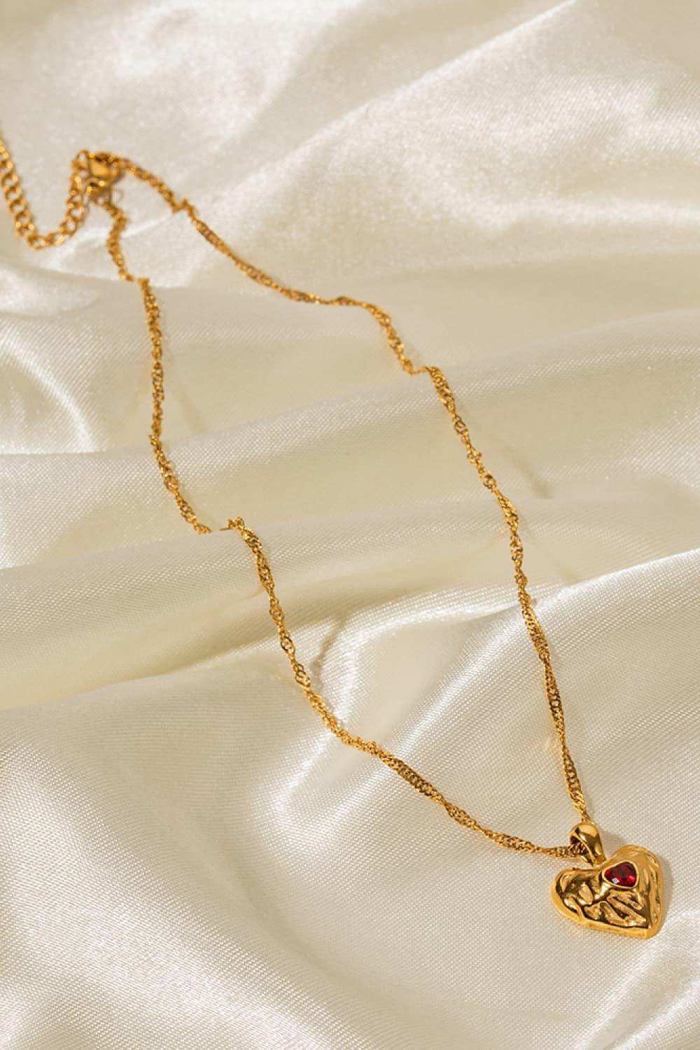 Heart Pendant Stainless Steel Necklace - Trendsi - Flyclothing LLC