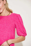 Zenana Round Neck Lantern Half Sleeve Sweater - Trendsi - Flyclothing LLC