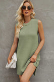 Round Neck Slit Sleeveless Sweater Dress - Trendsi - Flyclothing LLC