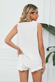 Contrast Trim Plunge Sleeveless Blouse - Trendsi - Flyclothing LLC