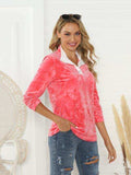 Tie-Dye Half Button Long Sleeve T-Shirt - Trendsi - Flyclothing LLC