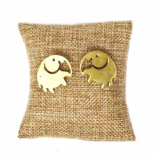 Elephant Brass Stud Earrings - Asha Handicrafts - Flyclothing LLC