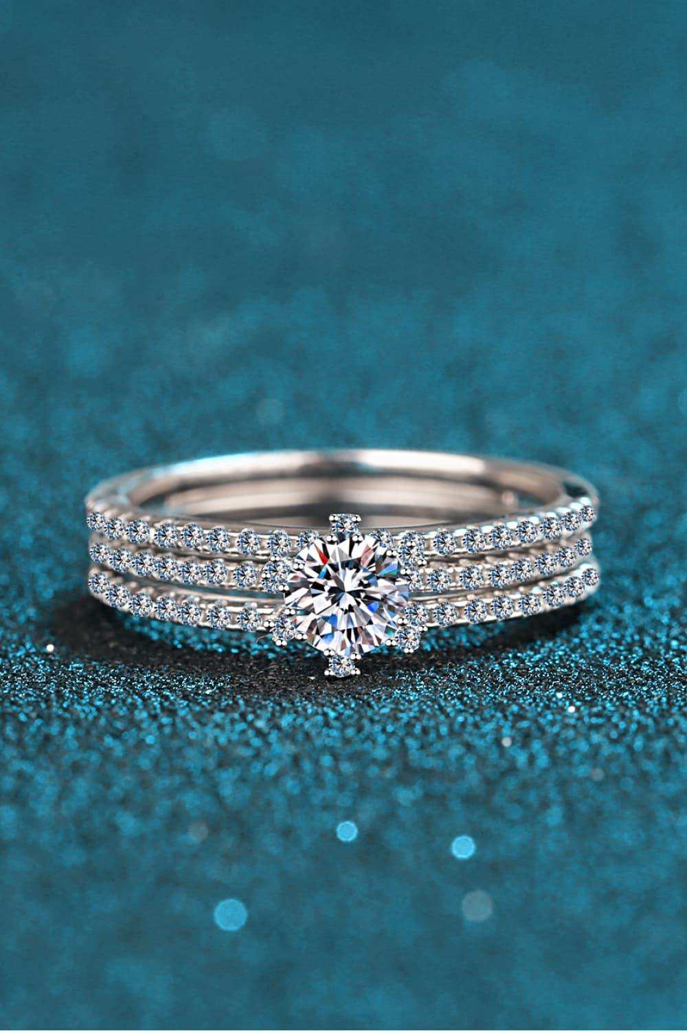 Moissanite 925 Sterling Silver Ring Set - Trendsi - Flyclothing LLC