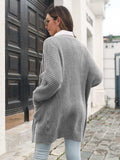 Open Front Rib-Knit Cardigan with Pockets - Trendsi - Flyclothing LLC