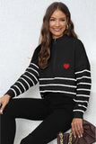 Striped Zip-Up Long Sleeve Ribbed Sweater - Trendsi - Flyclothing LLC