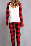 Plaid Round Neck Top and Pants Set - Trendsi - Flyclothing LLC