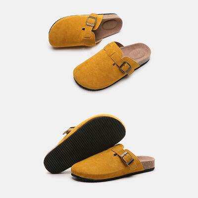 Suede Closed Toe Buckle Slide - Trendsi - Flyclothing LLC