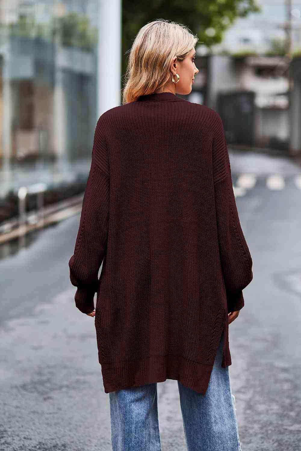 Open Front Dropped Shoulder Longline Cardigan - Trendsi - Flyclothing LLC