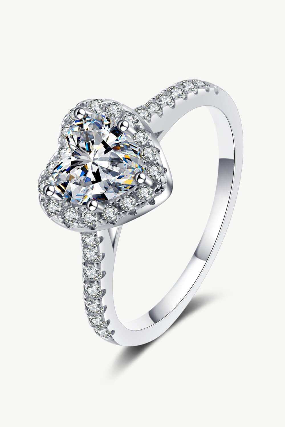 1 Carat Moissanite Heart-Shaped Ring - Trendsi - Flyclothing LLC