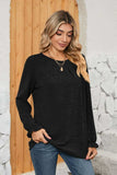 Ruched Round Neck Flounce Sleeve T-Shirt - Trendsi - Flyclothing LLC