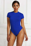 Round Neck Short Sleeve Bodysuit - Trendsi - Flyclothing LLC