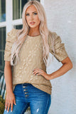 Puff Sleeve Round Neck Blouse - Trendsi - Flyclothing LLC