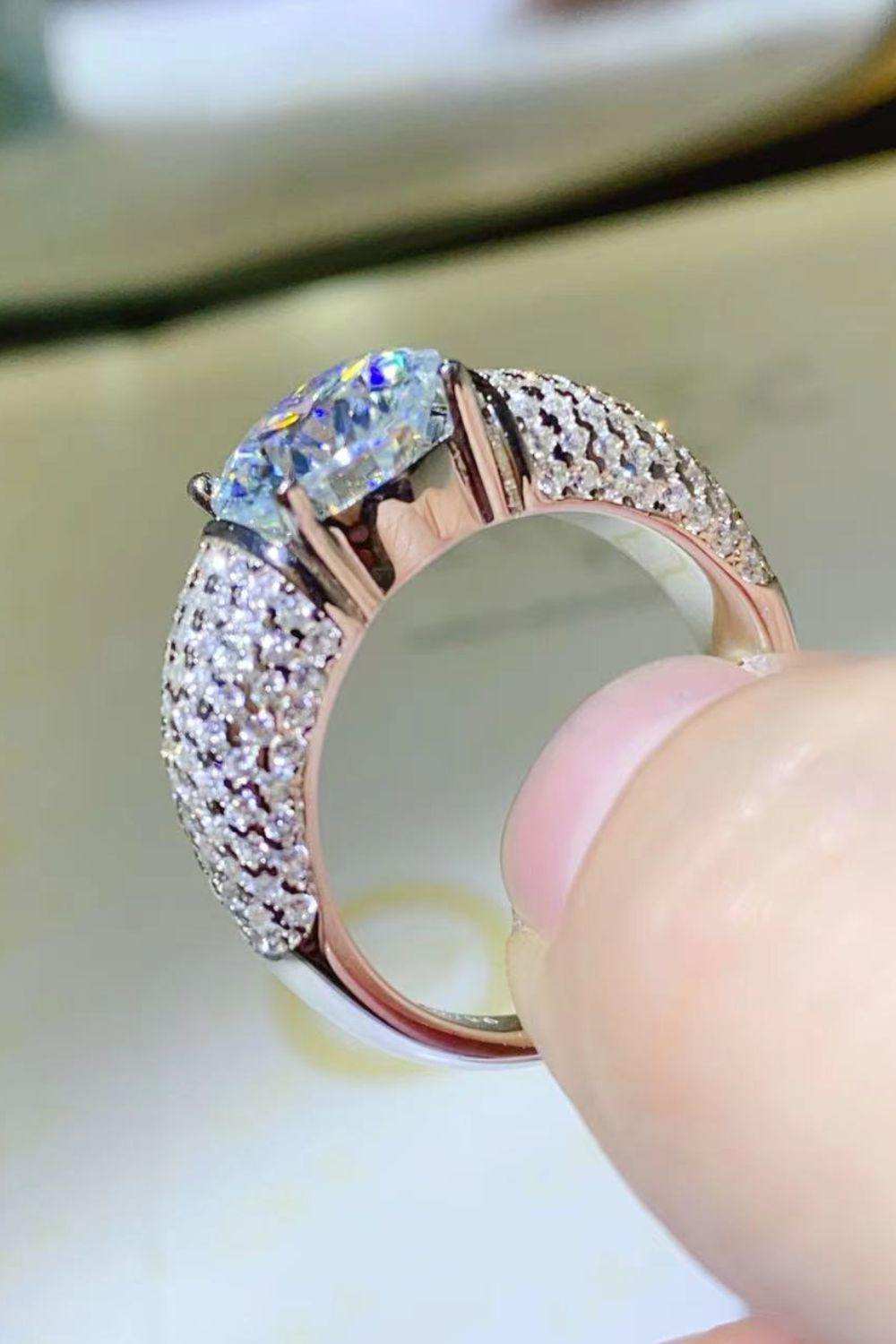 3 Carat Moissanite Side Stone Ring - Trendsi - Flyclothing LLC