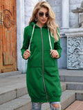 Full Size Zip-Up Longline Hoodie with Pockets - Trendsi - Flyclothing LLC