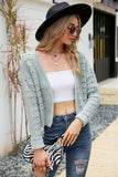 Open Front Cuffed Cropped Cardigan - Trendsi - Flyclothing LLC
