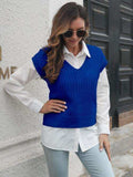 Cable-knit V-Neck Sweater Vest - Trendsi - Flyclothing LLC