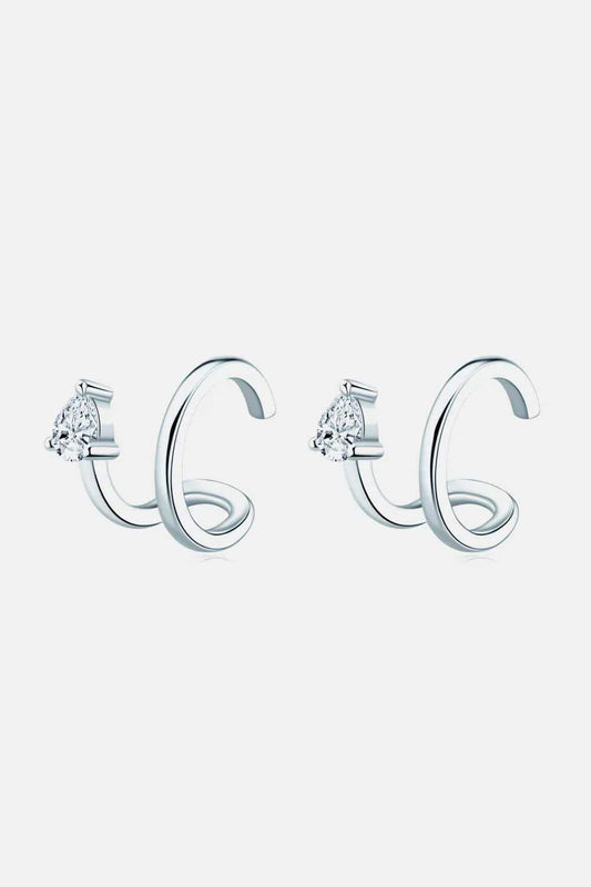 Moissanite 925 Sterling Silver Cuff Earrings - Trendsi - Flyclothing LLC