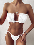 Frill Trim Ruched Bikini Set - Trendsi - Flyclothing LLC