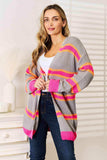 Woven Right Ribbed Long Sleeve Cardigan - Trendsi - Flyclothing LLC