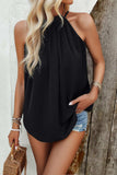 Ruched Grecian Neck Tank - Trendsi - Flyclothing LLC