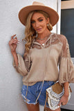 Embroidered Tie-Neck Puff Sleeve Blouse - Trendsi - Flyclothing LLC
