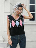 Geometric V-Neck Sweater Vest - Trendsi - Flyclothing LLC