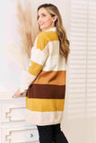 Woven Right Color Block Dropped Shoulder Cardigan - Trendsi - Flyclothing LLC