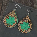 Leopard Hollowed Leather Teardrop Earrings - Trendsi - Flyclothing LLC