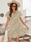 Animal Print Button Front Flutter Sleeve Dress - Trendsi - Flyclothing LLC