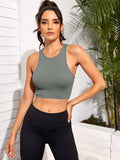 Cropped Round Neck Sports Tank Top - Trendsi - Flyclothing LLC